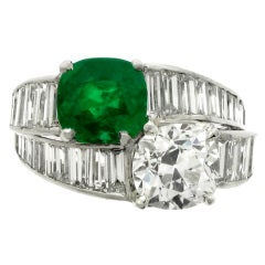 Tiffany & Co. Natural Unenhanced Emerald Diamond Ring 12