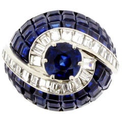 Magnificent Invisibly Set Sapphire Diamond Ring 4