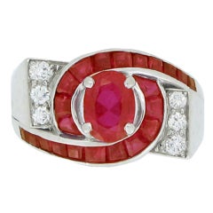 Oscar Heyman Brothers Natural Unenhanced Ruby and Diamond Ring 10