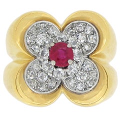 Van Cleef & Arpels Natural Unenhanced Ruby and Diamond Ring, circa 1945 6