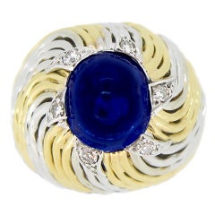 Sterle Paris Natural Unenhanced Cabochon Sapphire and Diamond Ring 4