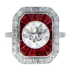 Antique Natural Unenhanced Ruby Diamond Cluster Ring c1911 12