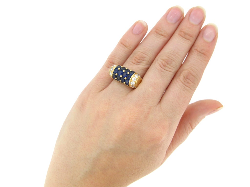 Oscar Heyman Brothers Natural Sapphire Diamond Cocktail Ring American 1960s For Sale 1