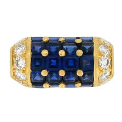 Oscar Heyman Brothers Natural Sapphire Diamond Cocktail Ring American 1960s 12