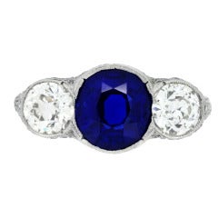 Belle Epoque Natural Unenhanced Sapphire Diamond Ring c1905 5