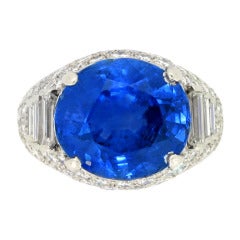 Natural Sapphire & Diamond cluster ring by Oscar Heyman Brothers circa 1960s 7