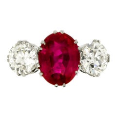 Natural Burmese Ruby Diamond Ring c1915 7
