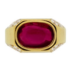 Natural Unenhanced Burmese Ruby Diamond Ring by Bulgari c1970s 10