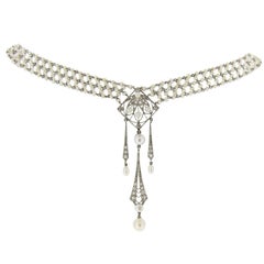 Vintage Belle Epoque Pearl Diamond Sautoir c1905