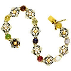 CARLO and ARTHUR GIULIANO Gold Enamel Gem Set Bracelet 9