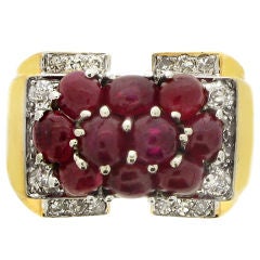 TRABERT& HOEFFER/MAUBOUSSIN Retro Natural Unenhanced Ruby Diamond Ring 7