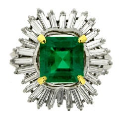 Natural Unenhanced Emerald and Diamond Ballerina Cluster Ring by Boucheron 1