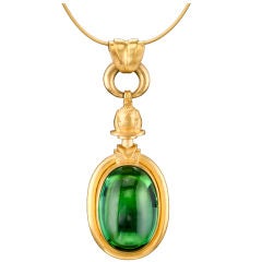 Green Tourmaline Gold Necklace by Lilly Fitzgerald