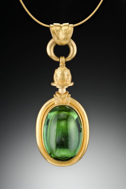 Green Tourmaline Gold Necklace by Lilly Fitzgerald