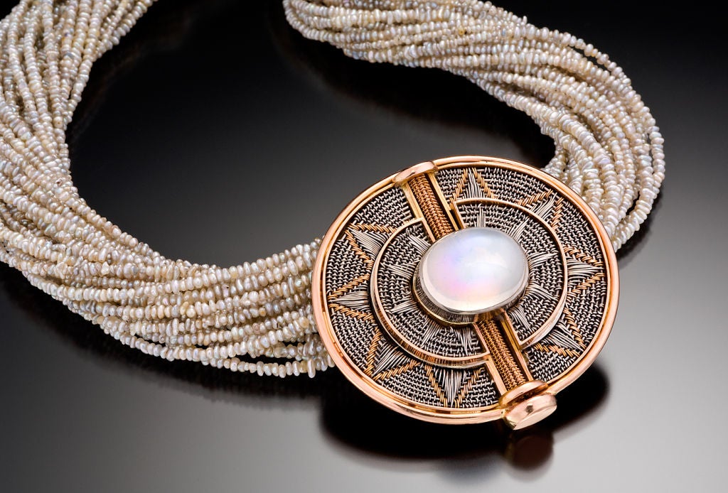 Moonstone Dream Pendant Keishi Pearl Necklace Vicki Eisenfeld