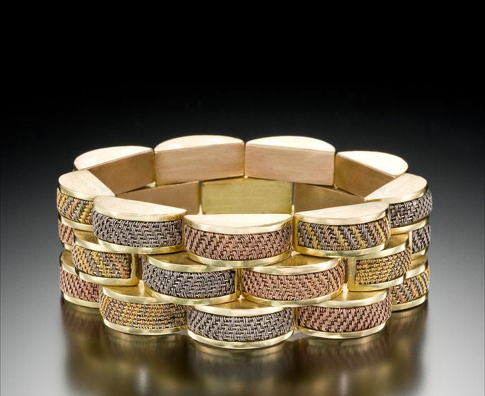 Woven "Wall" Gold Bracelet by Vicki Eisenfeld