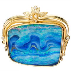 Opal Wave Gold Brooch by Judith Kaufman