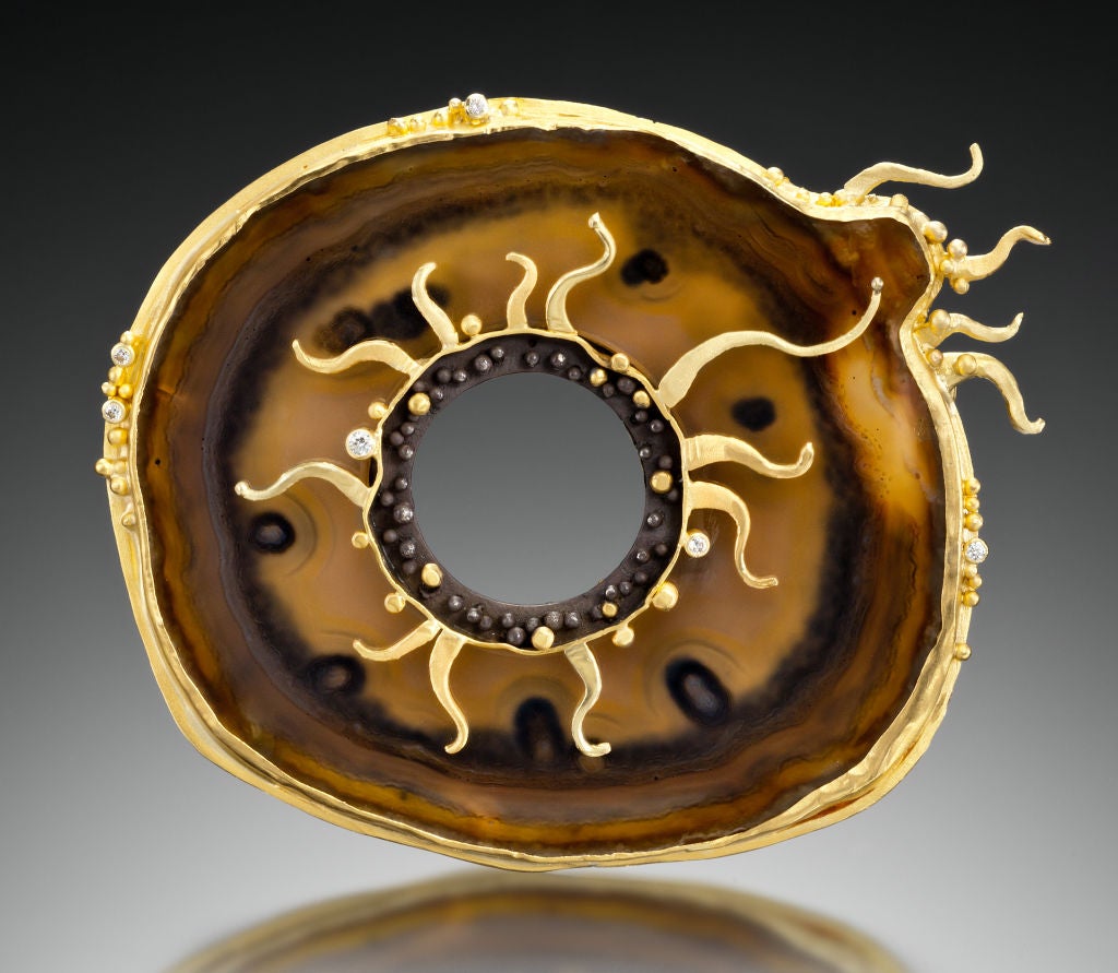 Judith Kaufman, agate slice brooch