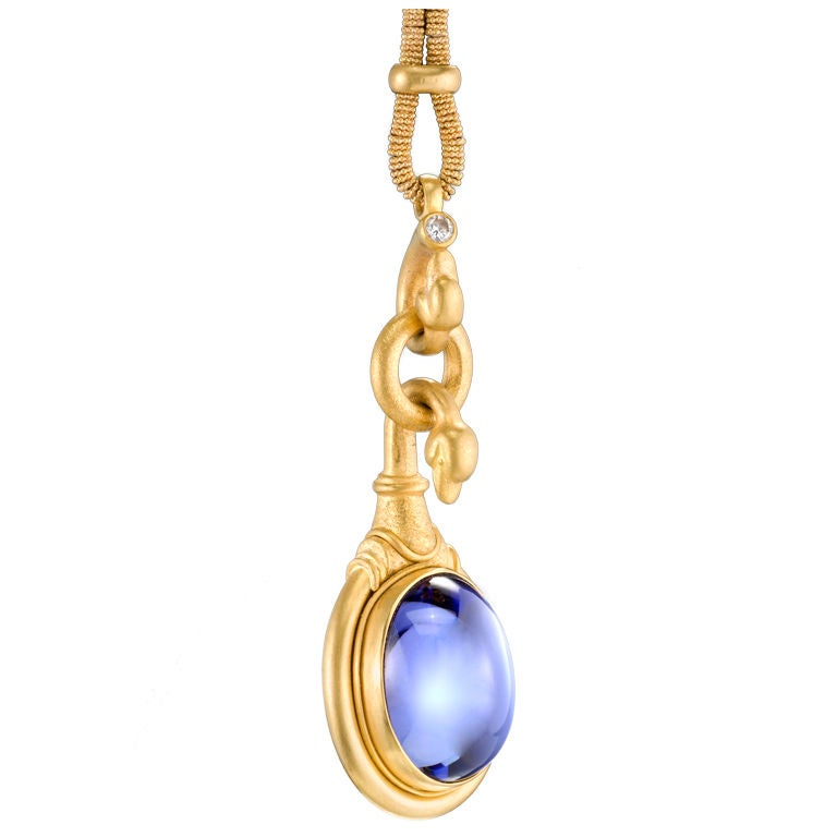 Tanzanite Gold Necklace by Lilly Fitzgerald For Sale