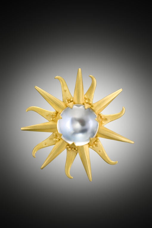 Lilly Fitzgerald Moonstone Sunburst Brooch