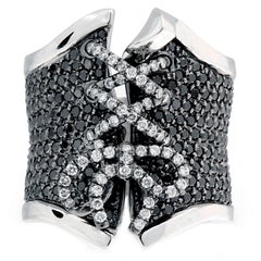 Sultry Black Diamond "Corset" Ring
