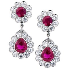 Very Fine Ruby & Diamond Convertible Earrings