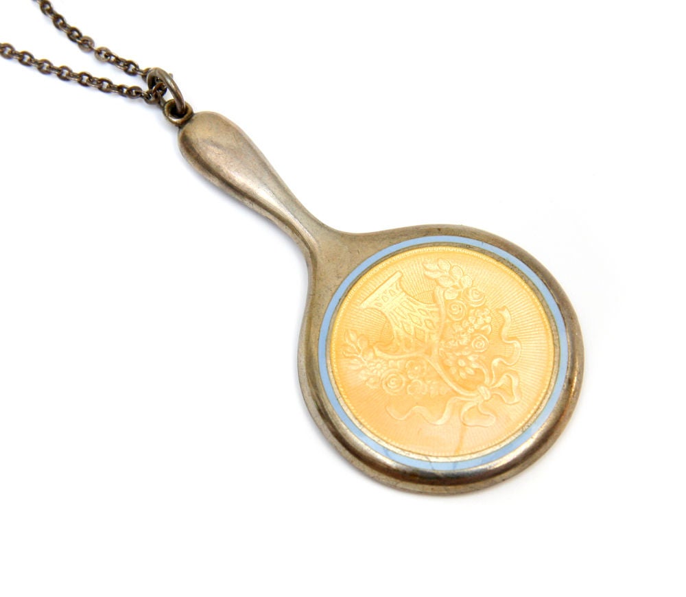Guilloche Enamel Mirror Pendant