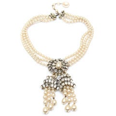 Louis Rousselet Pearl and Crystal Necklace