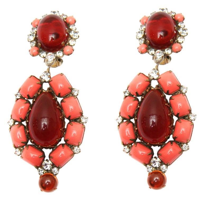 KJL Amber and Coral Earrings