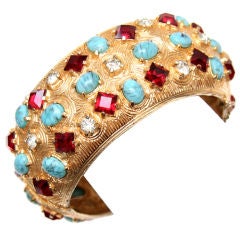 Vintage BELLINI Turquoise and Crystal Clamper