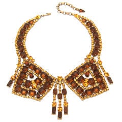 Retro Weiss Amber Crystal Necklace