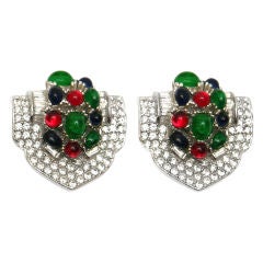 Ciner Multi-Colored Cabochon Earrings