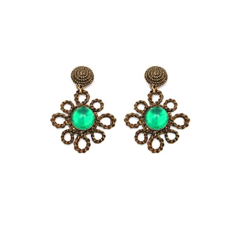 Green Cabochon Earrings