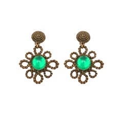 Green Cabochon Earrings