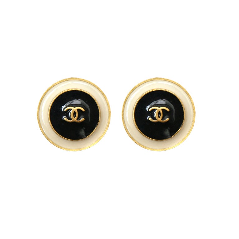 Chanel Enamelled Earrings For Sale