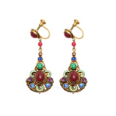 Antique Czech Multi-Colored Earrings