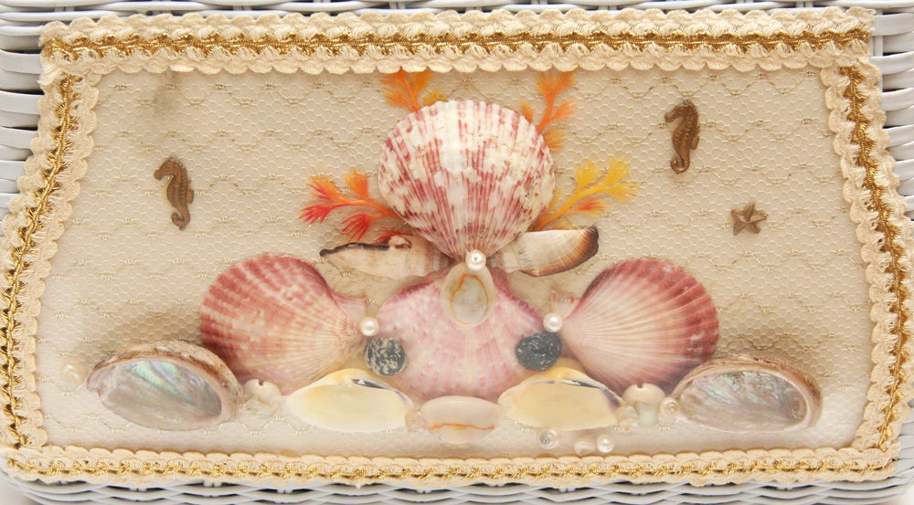 Shell and wicker purse by Atlas.