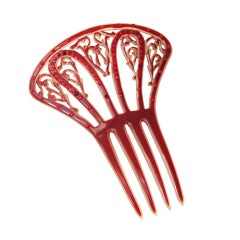 Vintage Red Celluloid Hair Comb