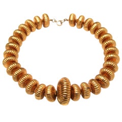 Vintage Cadoro Gold Toned Necklace with Lined Texture