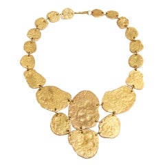Vintage Hammered Gold Nugget Necklace