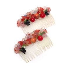 Vintage Molded Glass Hair Combs
