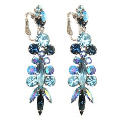 Vintage Sherman Blue Crystal Earrings