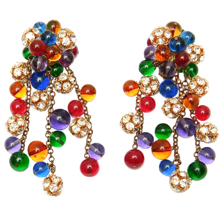 Chanel glass dangly earrings
