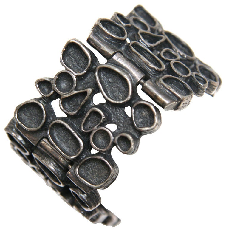 Robert Larin Oxidized Pewter Bracelet For Sale