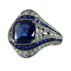Platinum Art Deco Sapphire Ring