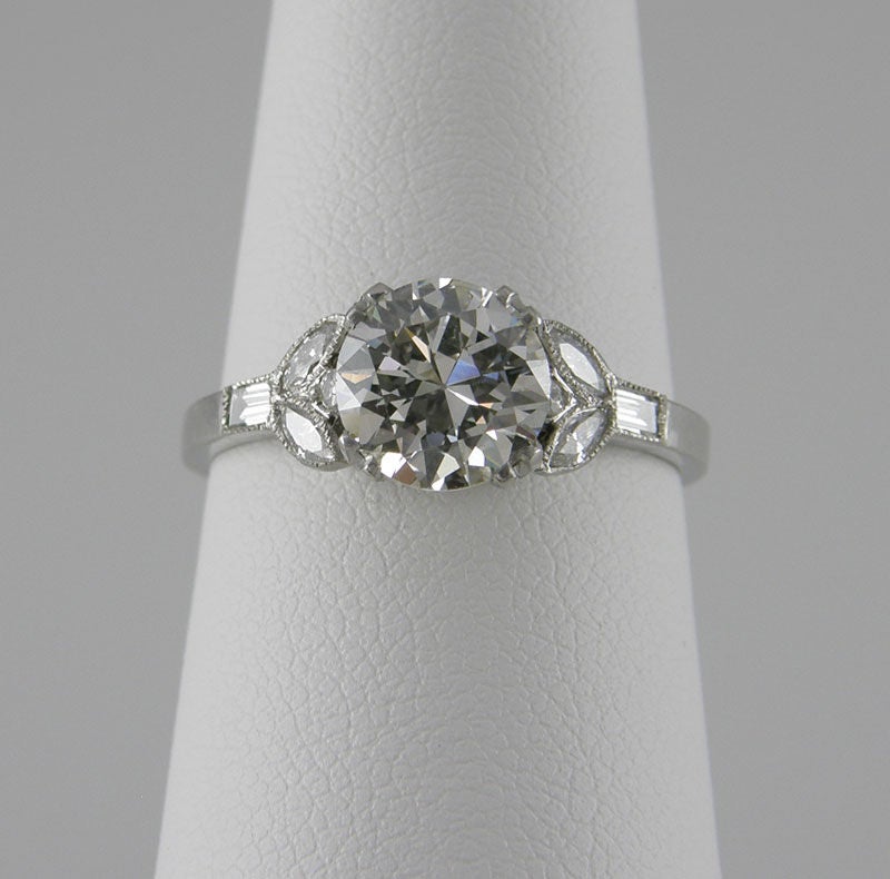 Women's Platinum Art Deco Engagement Ring 1.41 Carats