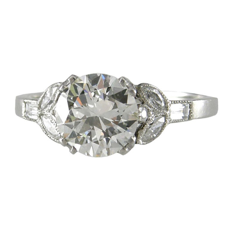 Platinum Art Deco Engagement Ring 1.41 Carats