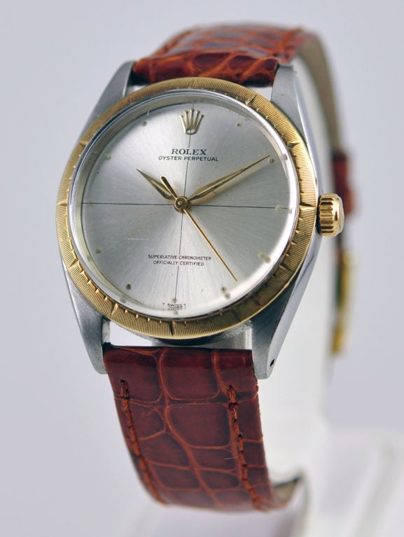 Rolex Zephyr in Stainless Steel and 14k yellow gold.  Reference number 1008, from 1960.