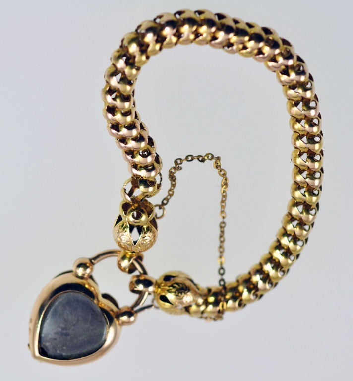 Victorian Garnet heart Lock Bracelet 3