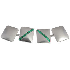 Platinum and Emerald Cufflinks
